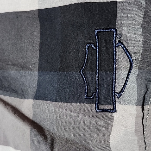 HARLEY DAVIDSON EMBROIDERED CHECKERED SHORT-SLEEVE SHIRT - Picture 3 of 13